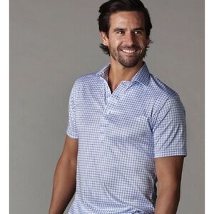 New Collars & Co. Blue Checkered Polo